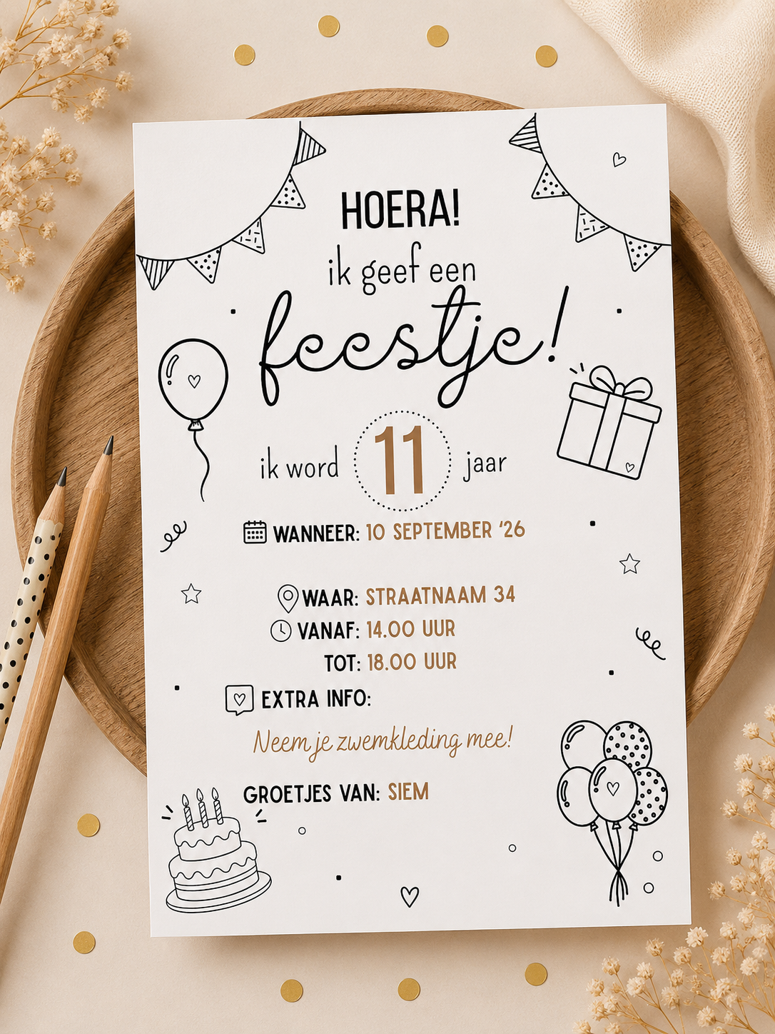 Uitnodiging feestje 4-12 jaar