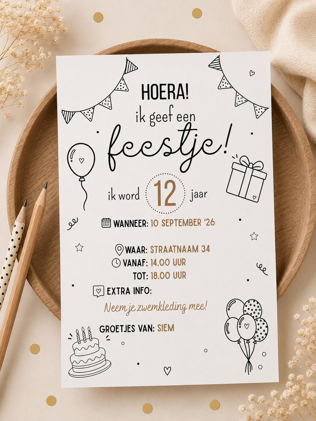 Uitnodiging feestje 4-12 jaar