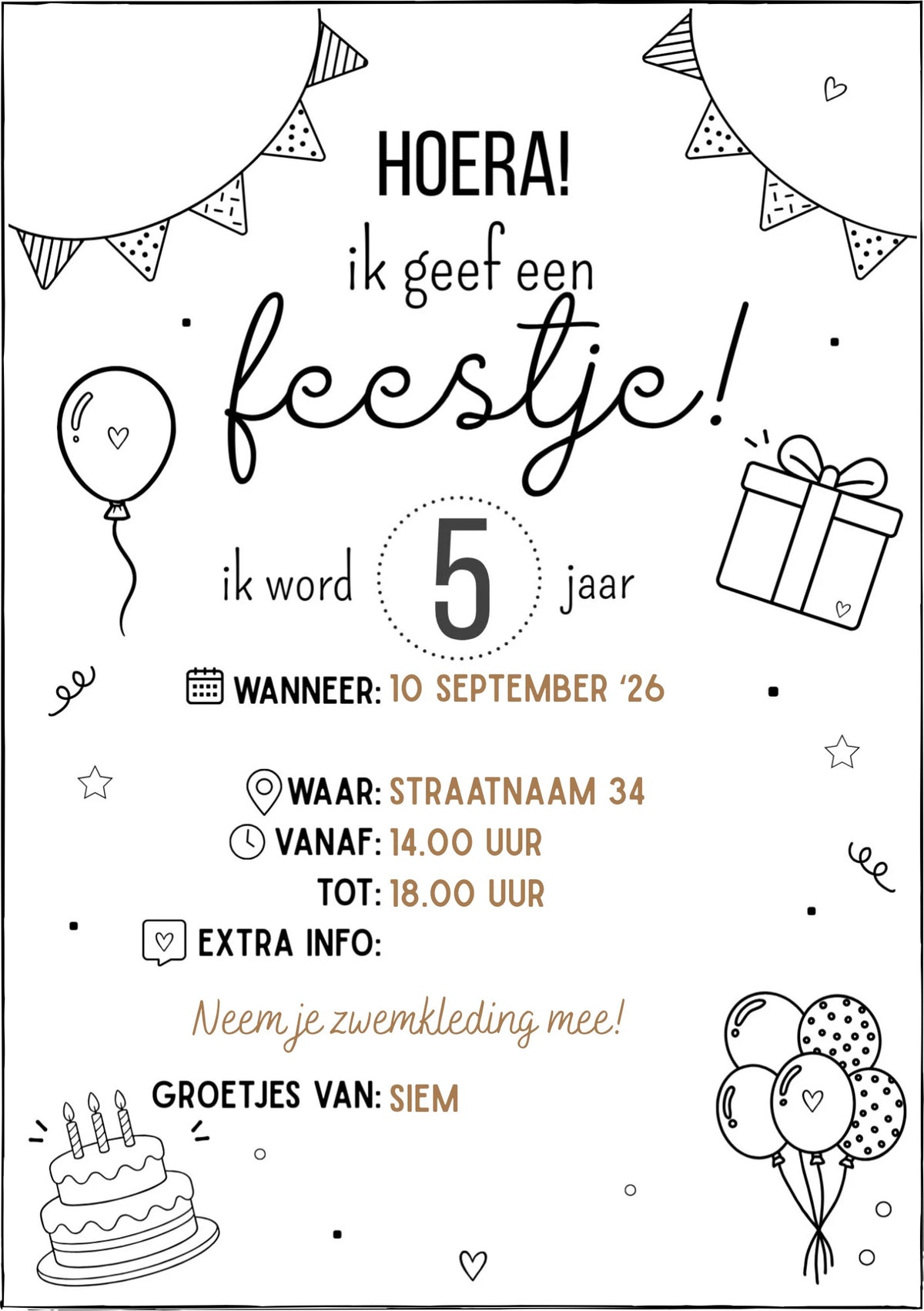 Uitnodiging feestje 4-12 jaar