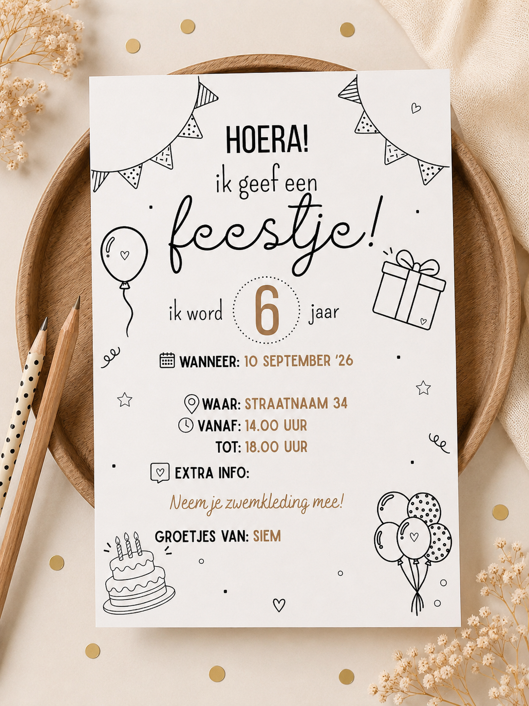 Uitnodiging feestje 4-12 jaar