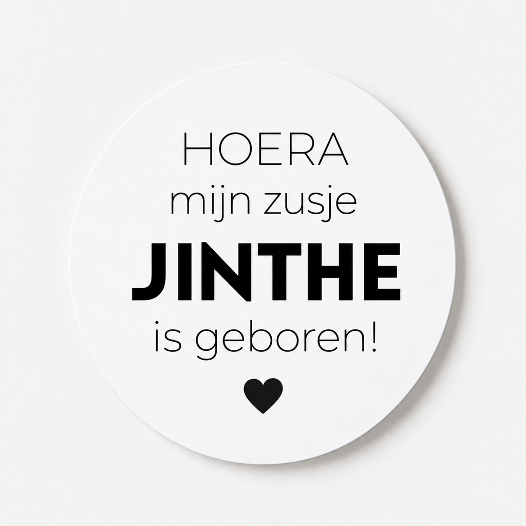 Gepersonaliseerde sticker | 10 stuks | Hoera mijn zusje +  naam is geboren!