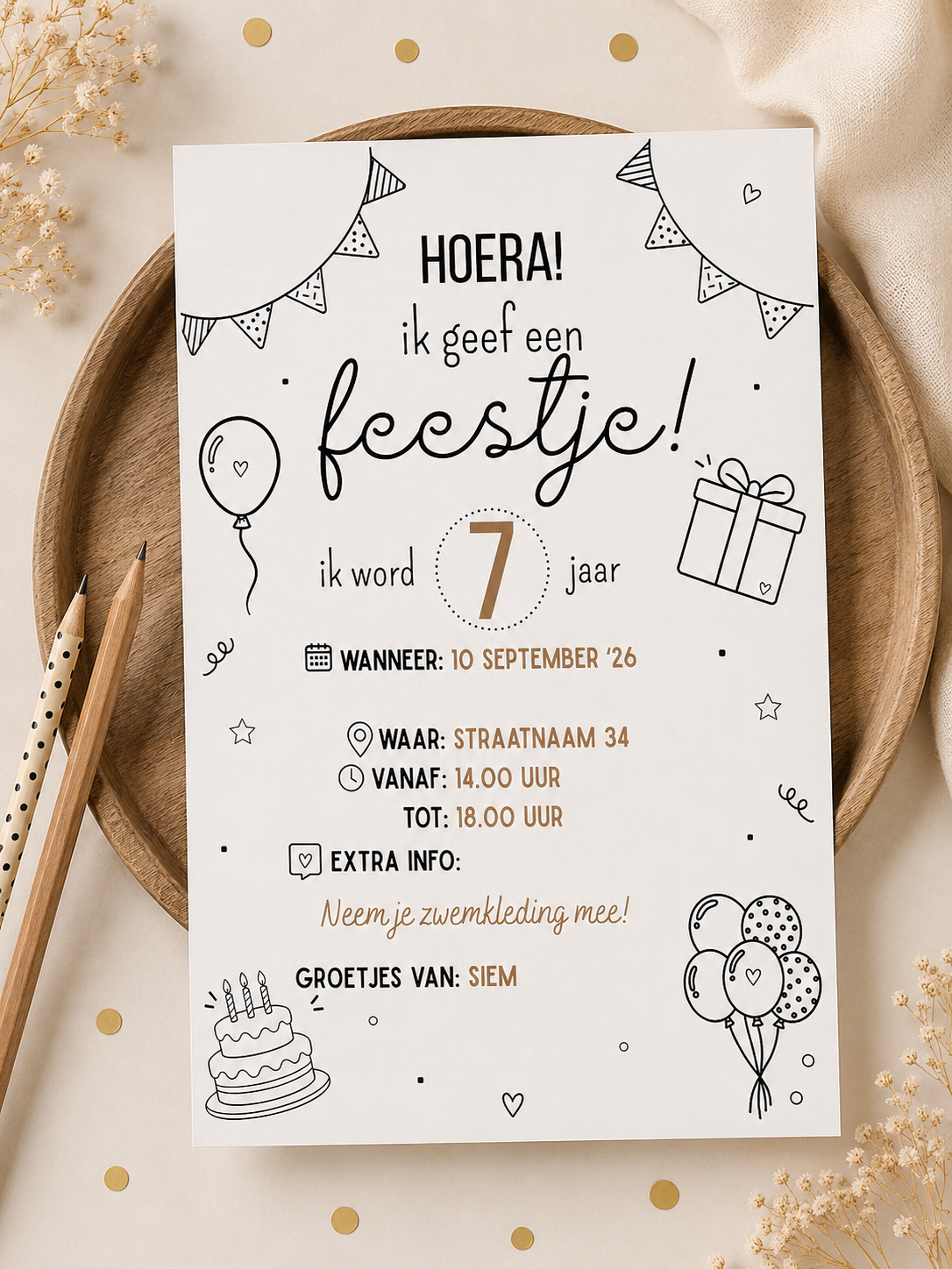 Uitnodiging feestje 4-12 jaar