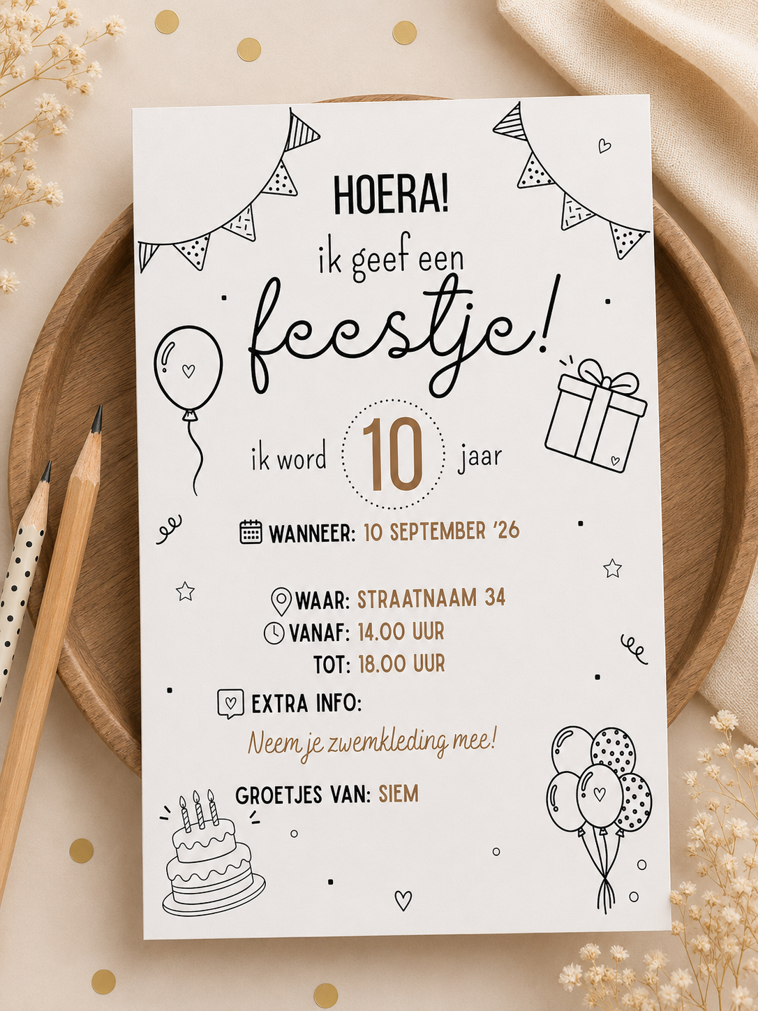 Uitnodiging feestje 4-12 jaar