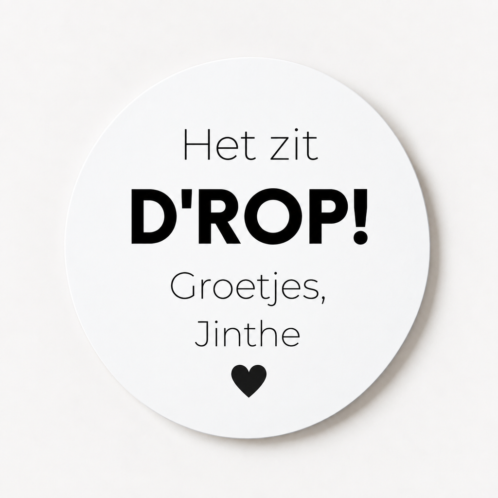 Gepersonaliseerde sticker | 10 stuks | Het zit d'rop + naam