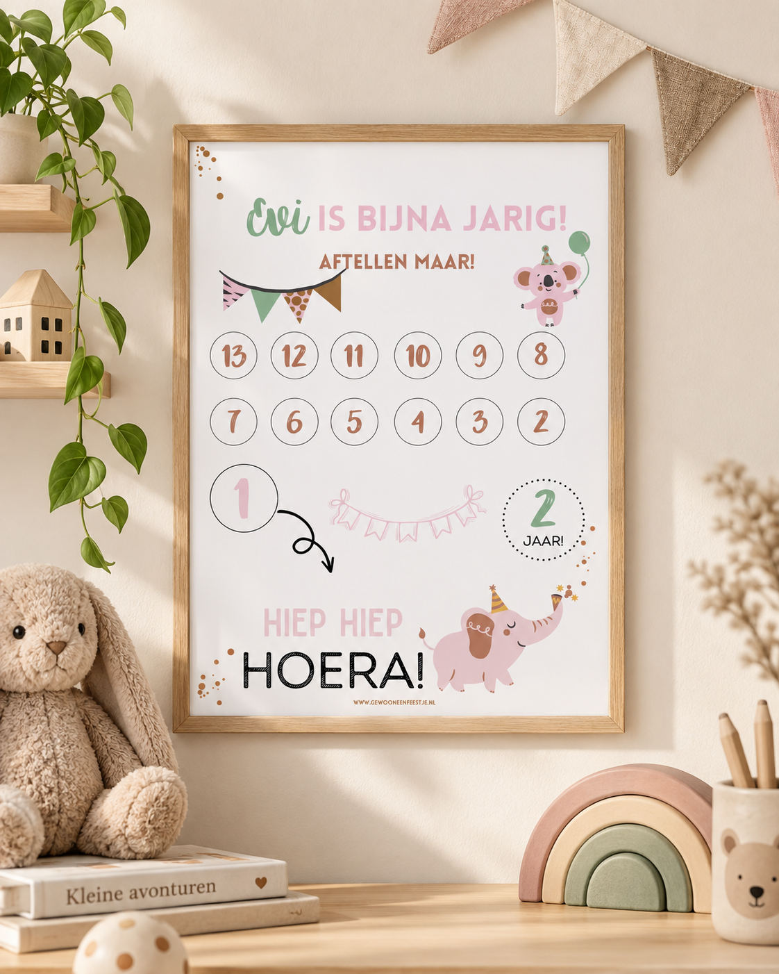 Printable | aftellen | gepersonaliseerd | Olifant