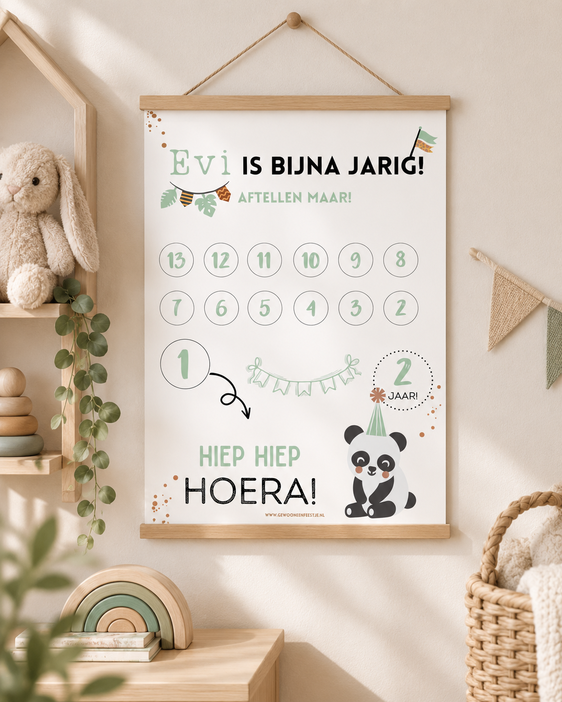 Printable | aftellen | gepersonaliseerd | Panda