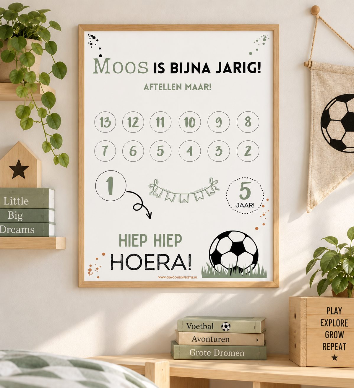 Printable | aftellen | gepersonaliseerd | Voetbal