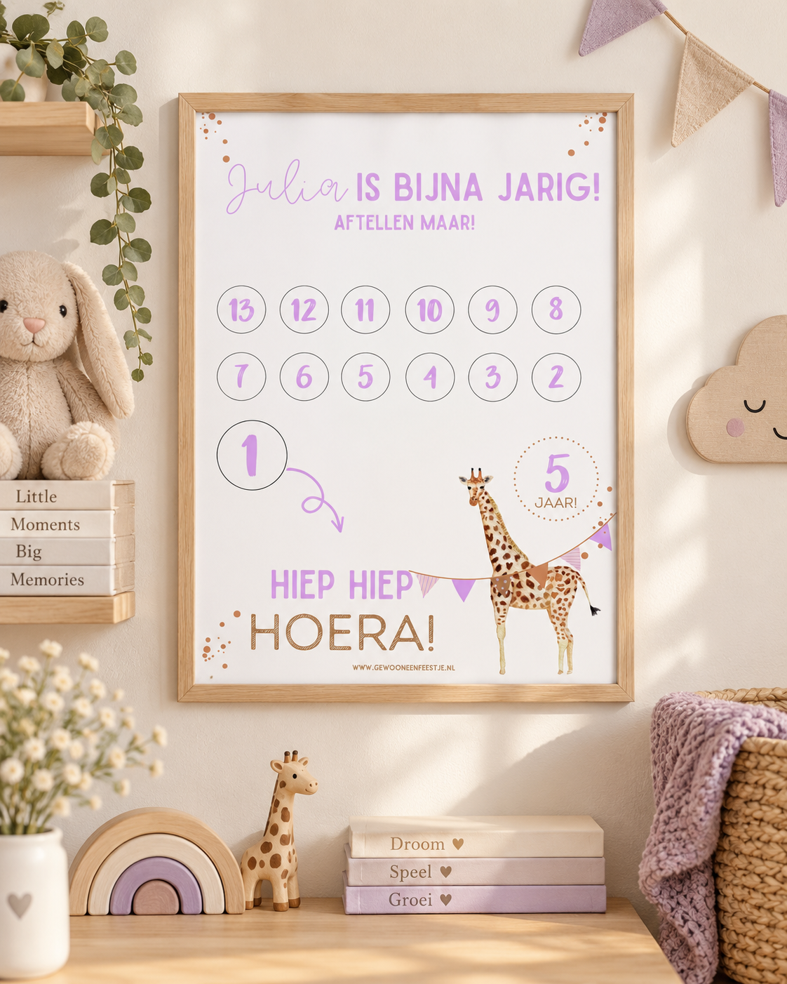 Printable | aftellen | gepersonaliseerd | Giraffe